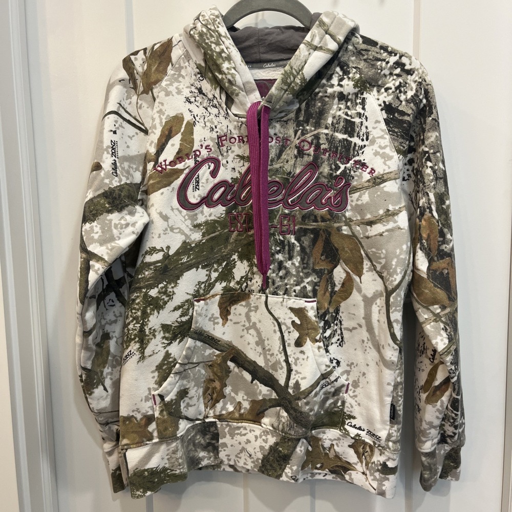 Cabelas Women's Snow Camo Zonz Woodlands Winter Pullover Hoodie Hunt Size‎ Small